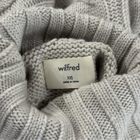 Artizia Wilfred Merino Wool Champeaux Sweater Size XXS Turtleneck Cableknit Grey - Picture 6 of 11